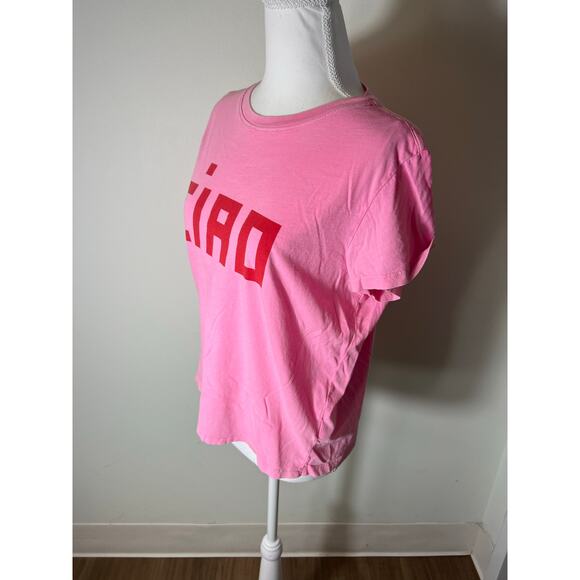 Clare V. Pink Ciao Short Sleeve Tee Shirt Sz M - Picture 2 of 5